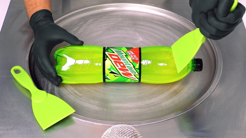 MTN Dew Ice Cream Experiment by -30°: how to make Mountain Dew to Energy Ice Cream Rolls | ASMR